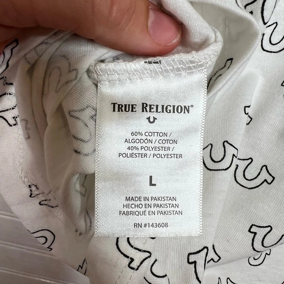 True Religion Boys Monogram Logo T-Shirt White Size L Graphic Print - Picture 9 of 13